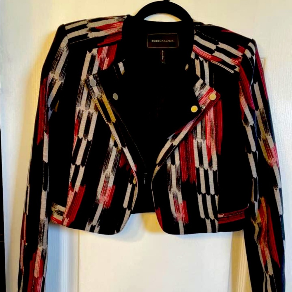 BCBG Crop Blazer Striped Size Small